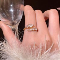 Cảm Giác Cao Cấp bling bling Full Kim Cương Hình Rắn Nhẫn Trực Tiếp Cô Gái Trang Sức Nhỏ Benming Năm Chúc May Mắn Tinh Tế Siêu Nhấp Nháy Zircon Chỉ Số Nhẫn Mở Nhẫn Benming Quà Tặng Năm