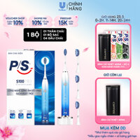 Cam kết Bộ Bàn Chải Điện P/S S100 PRO màu xanh ombre & Bộ 2 đầu chải thay thế Trắng răng tự nhiên