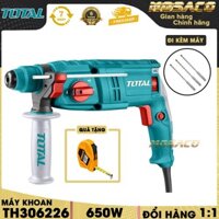 [CAM KẾT CHÍNH HÃNG] Máy khoan đục TOTAL TH306226 650W kèm theo 3 mũi khoan bê tông tốc độ quay 0-1500 vòng phút-MOSACO