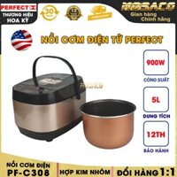 [CAM KẾT CHÍNH HÃNG] Nồi cơm điện tử PERFECT PF-C308 5L. Nồi cơm điện với công suất 900W chất liệu bằng hợp kim-MOSACO