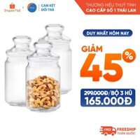 [Cam Kết Đổi Trả Nếu Vỡ] Bộ 3 Hũ Thủy Tinh Ocean Pop Jar 650ml nắp kính - Chính Hãng