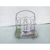 Cắm ly inox vuông 6 chiếc kèm đĩa nhựa HD