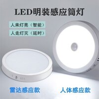 Cảm ứng cơ thể con người hồng ngoại gắn trên bề mặt Đèn trần nhỏ không lỗ Điều khiển bằng giọng nói Đèn lối vào cảm ứng Radar20250323