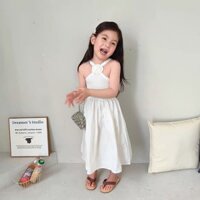 Camellia Dây Đầm Mùa Hè Bé Gái Phiên Bản Hàn Quốc Trắng Áo Vest Không Tay Đầm Giữa Chiều Dài Sling Đầm Bán Chạy❤3.4❤