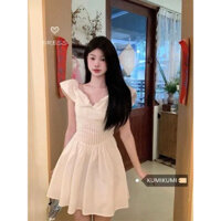 [Camellia.st]Đầm xoè mẫu mới bo eo trễ vai tiểu thư mặc được 2 kiểu