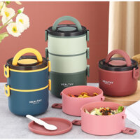 Camen giữ nhiệt 3 tầng có quai xách - cặp lồng nhựa ruột INOX đựng cơm 3 ngăn