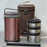 Camen hộp cơm giữ nhiệt Kaiyo 2in1 dung tích 1,7 lít hàng Nhật siêu xịn, cặp lồng, bình ủ có túi kèm theo