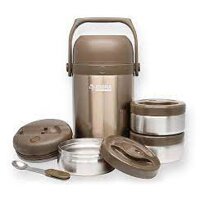 Camen - Hộp Cơm Giữ Nhiệt Zebra Thái Lan 3 Ngăn, Kèm Thìa 1.8L -152440. Inox 304 cao cấp