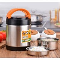 CaMen Hộp Đựng Cơm Inox 304 3 ngăn 2 Lớp Chống Tràn Đổ Giữ Nhiệt Trên 6H 1L4