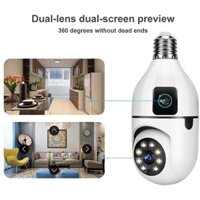 Camera 2 Mắt Bóng Đèn Cao Cấp 8 led hồng ngoại ban đêm , đàm thoại 2 chiều , nhìn hai hướng , 1 cố định và một quay 360"
