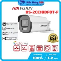 Camera có màu ban đêm, camera thân trụ ColorVu 2MP DS-2CE10DF0T-F hỗ trợ đèn sáng báo động - Hàng chính hãng