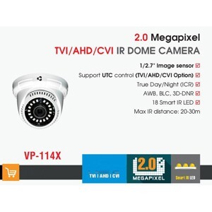Camera Dome Vantech VP-114X - 2MP