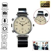 Camera Đồng Hồ Đeo Tay Dây Thép Mặt Trắng cho phụ nữ tích hợp xem đêm và thẻ