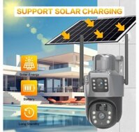 Camera Dùng Sim 4G 8Mp V380 Pro ( 2 Mắt ) + Solar Năng Lượng Camera ip wifi yoosee tầm Nhìn xa 30 -50m