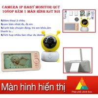 Camera giám sát QCT baby monitor kèm màn hình hiển thị - cảm biến nhiệt độ, độ ẩm, cảnh báo trẻ em khóc, đàm thoại