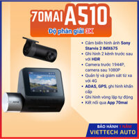 Camera Hành Trình 70mai A510 Có ADAS, GPS, Ghi Hình 3K HDR Sắc Nét