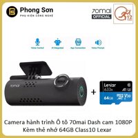 Camera Hành Trình cho Ô tô  Xiaomi 70mai Dash Cam Full HD 1080P Kèm thẻ nhớ 64GB Lexar (BH 12 Tháng)
