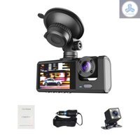 Camera hành trình DVR 1080P Camera trước & trong & sau Đầu ghi lái xe Màn hình 2 Inch Dashcam Hỗ trợ ghi vòng tròn tầm nhìn ban đêm Khóa một phím MOTO-4.22