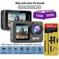 Camera hành trình, Gopro AUSEK S81, Máy ảnh mini 5K 2 màn hình cảm ứng, Pin 1350 mAh