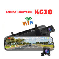 Camera hành trình gương chiếu hậu màn hình 10 inch hiển thị tràn viền quay cực nét, hỗ trợ quay đêm, có wifi