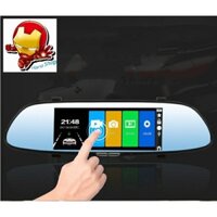 Camera hành trình ô tô gương 7 inch cảm ứng, có hồng ngoại tích hợp camera sau