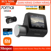 Camera hành trình Xiaomi 70mai Pro Plus A500s bản quốc tế FulHD 4K góc quay 140 độ tích hợp GPS kèm camera sau