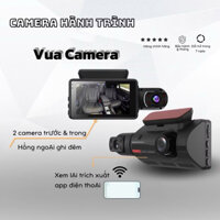 Camera hành trìnhI Ô tô 2 mắt F2 Ống kính kép góc rộng 1080p x 720p, Bản WIFI có kết nối điện thoại