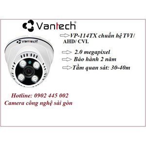 Camera HD-CVI Dome Vantech VP-114TX - 2MP