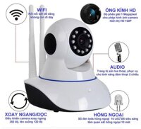 Camera HD Wireless IP 8100 quan sát - xoay 360 độ dùng ứng dụng Yoosee (Trắng)