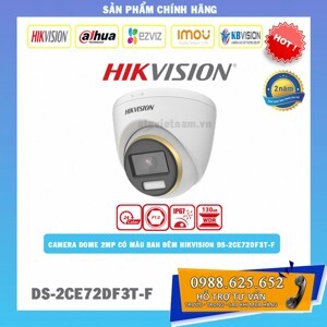 Camera HDTVI ColorVu Hikvision DS-2CE72DF3T-F - 2MP