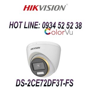 Camera HDTVI ColorVu Hikvision DS-2CE72DF3T-FS - 2MP
