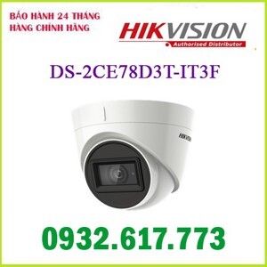 Camera HDTVI Hikvision DS-2CE78D3T-IT3F - 2MP