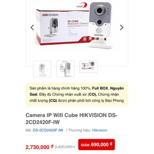 Camera IP Cube Hikvision DS-2CD2420F-IW