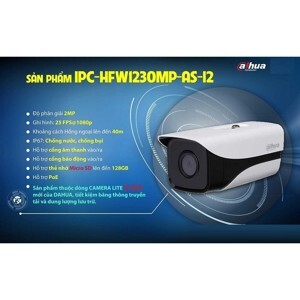 Camera IP Dahua IPC-HFW1230MP-AS-I2 - 2MP