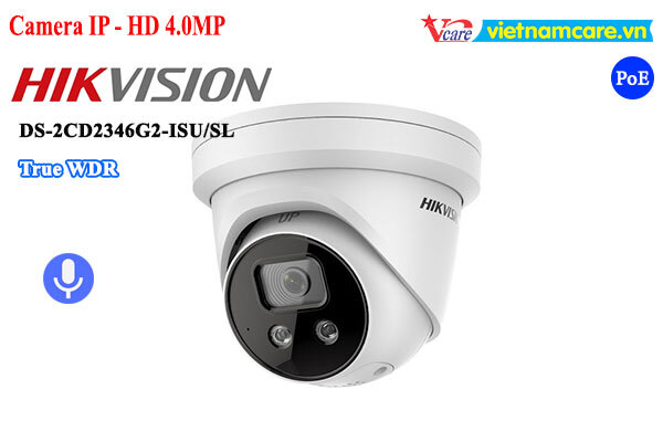 Camera IP Dome Hikvision DS-2CD2346G2-ISU/SL - 4MP