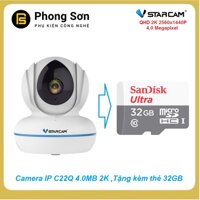 Camera IP Vstarcam C22Q 4.0 Megapixel 2K QHD (2560 x 1440p) camera CCTV (Tặng thẻ 32GB Class10 )