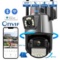 Camera ip wifi 2 ống kính 8.0MP - Siêu nét góc rộng - Camera không dây icsee đàm thoại, phát hiện chuyển động thông minh