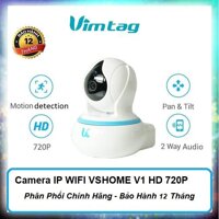 Camera IP WIFI VSHOME V1 - HD720P Camera trong nhà xoay360 độ  đàm thoại 2 chiều + Thẻ nhớ 128GB