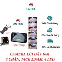 Camera lùi dây dài 10m cho camera Hành Trình ô tô xe du lịch, xe tải Jack 2.5, 5 Chân loại 4 led Kèm Dây, có hồng ngoại
