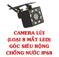 CAMERA LÙI HD GÓC RỘNG CHỐNG NƯỚC CAM LÙI CAMERA DE CAMERA GẮN BIỂN SỐ CHO Ô TÔ XE HƠI LOẠI 8 MẮT LED