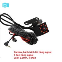 Camera lùi hông ngoại, 8 hồng ngoại, chân cắm 4 chấu hoặc 5 chấu, jack 2.5mm, dây tín hiệu 5-10 mét
