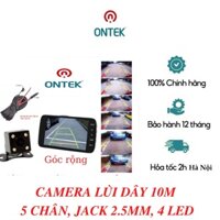 Camera lùi xe hơi chống nước có hồng ngoại ban đêm dây dài 10m, 5 chân, jack 2.5mm