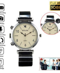 Camera Ngụy Trang Đồng Hồ Đeo Tay Dây Thép Mặt Trắng kiểu dáng dành cho phái Nữ
