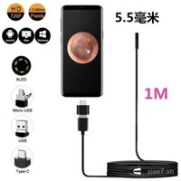 Camera nội soi điện thoại Android 3IN1 HD 5.5mm 720p, ống rắn bán cứng 1m, camera công nghiệp
