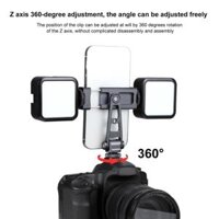 Camera Phone Cold Shoe Holder Mount Adapter Z Axis 360 Rotation Lightweight Accessory Phone Clip 14 Screw Holes Pitch Angle Adjustment