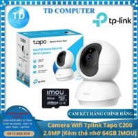 Camera Wifi TP-Link Tapo C200 2.0MP Kèm thẻ nhớ 64GB  Chuẩn 1080P Đèn hồng ngoại Âm thanh 2 chiều - Hàng chính hãng FPT phân phối