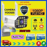 Camera yoosee ⚠️ FREESHIP⚠️ ngoài trời 4 râu, 20 đèn,xoay ,đàm thoại 2 chiều - Camera yoosee ban đêm có màu |BH 1 đổi 1