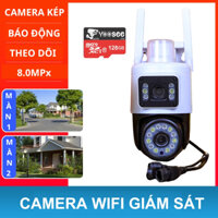 Camera Yoosee Q18 PRO 2 mắt 16.0MP - xem 2 màn hình, xoay 360 độ không góc chết, ban đêm có màu, hai giao diện quan sát