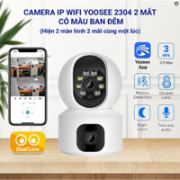 CAMERA YOOSEE QS415, 2 MẮT 2 KHUNG HÌNH TRONG NHÀ (hiện 2 màn hình 2 mắt cùng lúc)