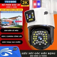 Camera YooSee Wifi 2 mắt 38 LED, Độ phân giải 2K( 2560 x 1440) Siêu Nét Góc Rộng,Xem Ban Đêm Có Màu, Đèn Báo Động